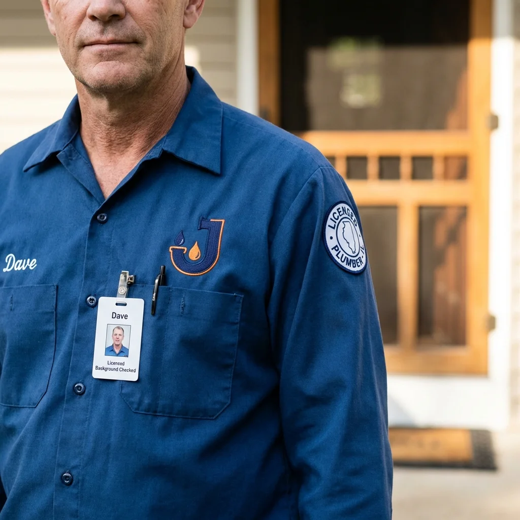 Licensed plumber showing ID badge in Allentown, PA
