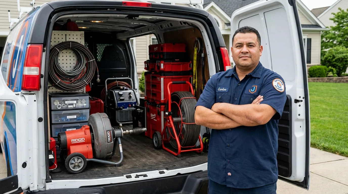 Professional drain cleaning equipment and Johns Plumbing LLC plumber in Allentown