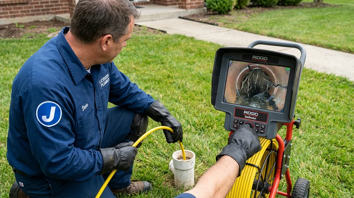 Sewer camera inspection being performed by Johns Plumbing LLC in Allentown